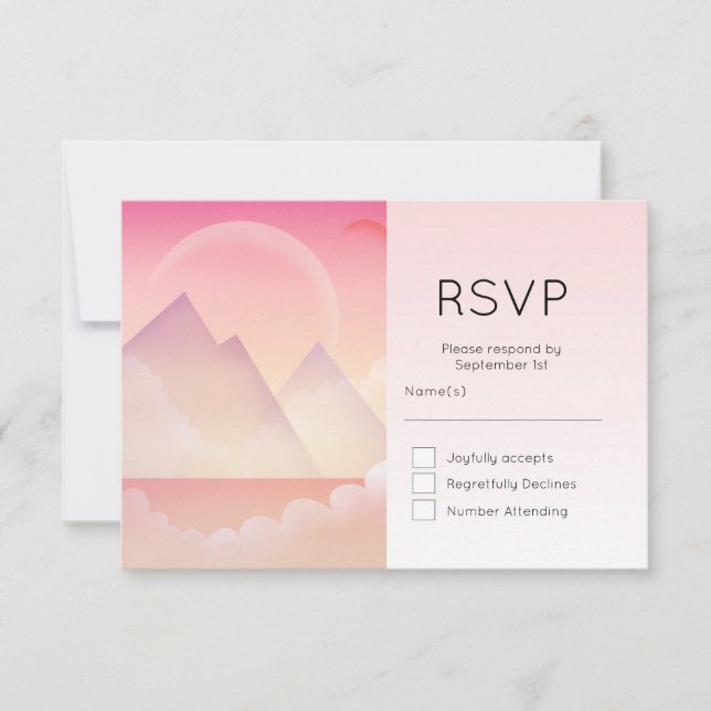 Dreamy Pastel Mountain Landschaft RSVP Karte (Vorderseite)