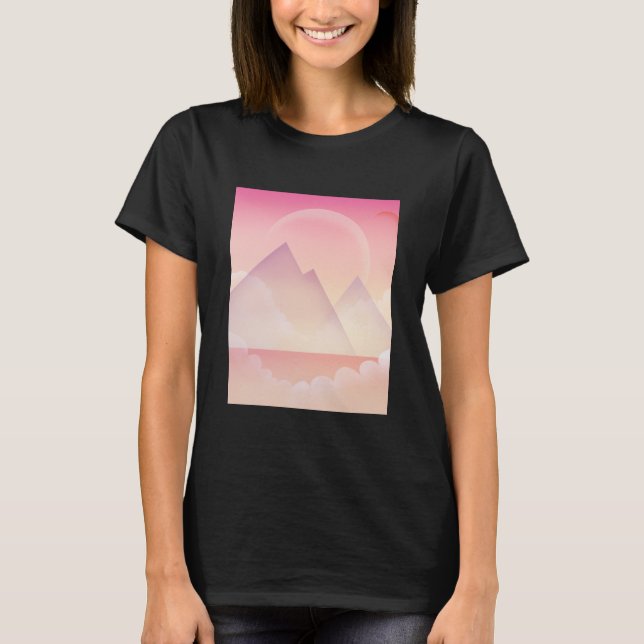 Dreamy Pastel Mountain Landschaft T-Shirt (Vorderseite)