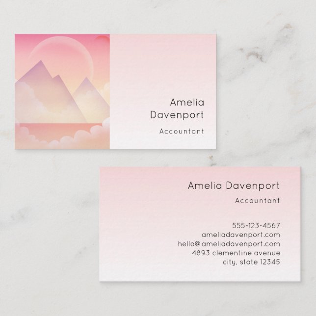 Dreamy Pastel Mountain Landschaft Visitenkarte (Vorne/Hinten)