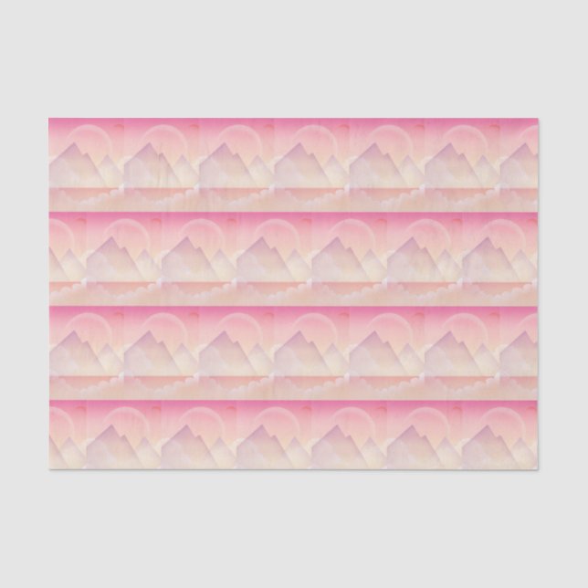 Dreamy Pastel Mountain Landschaftsmuster Seidenpapier (Vorderseite)