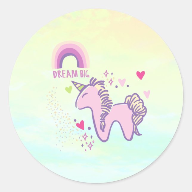 Dreamy Pastel Rainbow Unicorn Runder Aufkleber (Vorderseite)