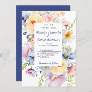 Dreamy Pastel Watercolor Florals Wedding Einladung