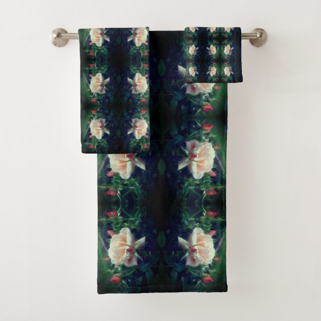Dreamy Peach Rose und Buds Abstrakt Badhandtuch Set (Insitu)