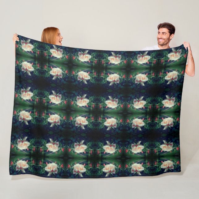 Dreamy Peach Rose und Buds Abstrakt Fleecedecke (Beispiel)