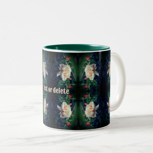 Dreamy Peach Rose und Buds Abstrakt Personalisiert Zweifarbige Tasse (VorderseiteRechts)