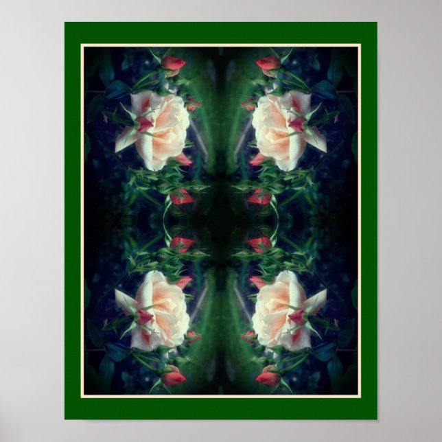 Dreamy Peach Rose und Buds Abstrakt Poster (Vorne)