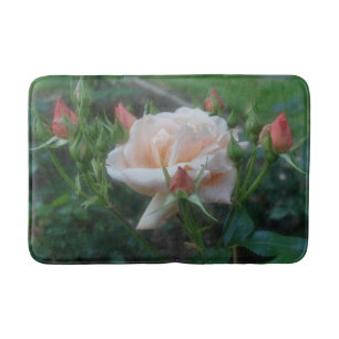 Dreamy Peach Rose und Rosenknospe Blume Badematte