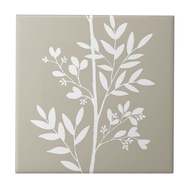 Dreamy Petals auf Zweigen L weiße Blume Fliese (Vorderseite)