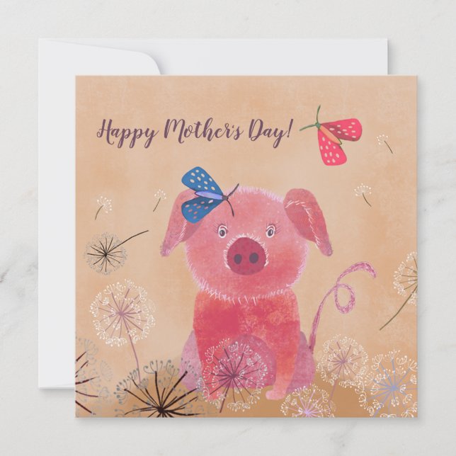 Dreamy Pig Flat Square Mutter Day Card Karte (Vorderseite)