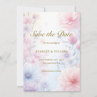 Dreamy Pink Blue Watercolor Fantasy Floral Fine Einladung