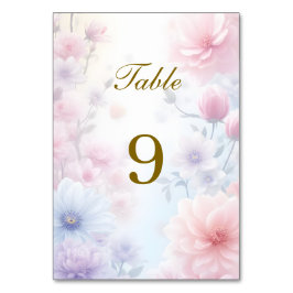 Dreamy Pink Blue Watercolor Fantasy Floral Fine Tischnummer