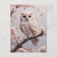 Dreamy Pink Cherry Blüten Owl