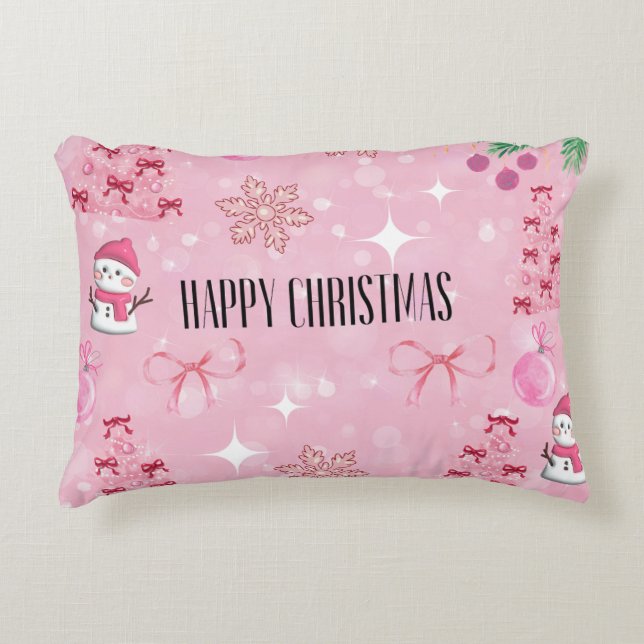 Dreamy Pink Christmas Pillow, Soft Girl Holiday❤️ Dekokissen (Vorderseite)