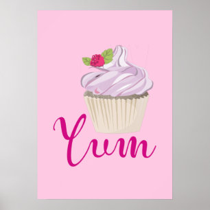 Dreamy Pink Cupcake mit Raspberry Yum! Poster