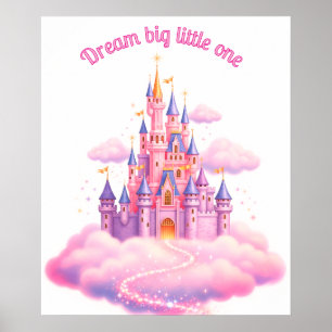 Dreamy Pink Fairytale Castle, Custom Kinderzimmer Poster