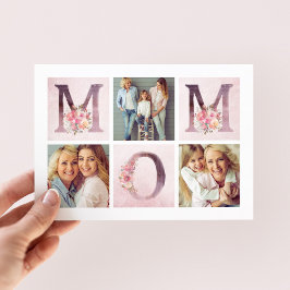 Dreamy Pink MAMA Floral Foto Collage Muttertag Karte