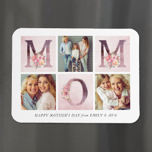 Dreamy Pink MAMA Floral Foto Collage Muttertag Magnet