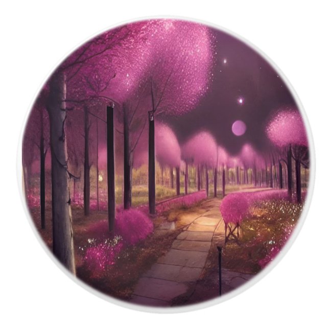 Dreamy Pink Nightscape Keramikknauf (Vorderseite)