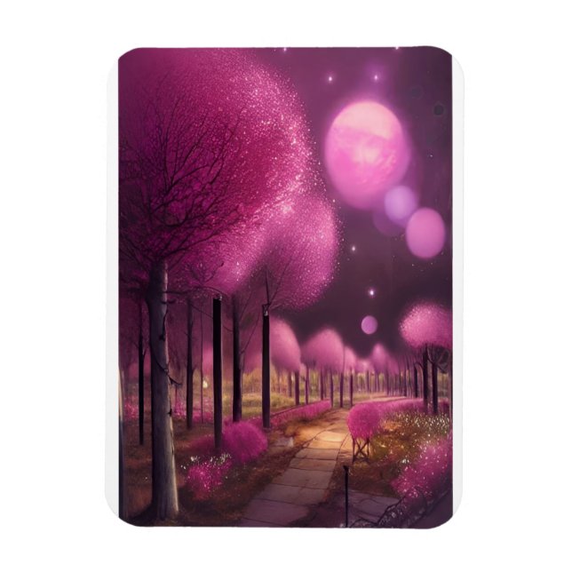 Dreamy Pink Nightscape Magnet (Vertikal)