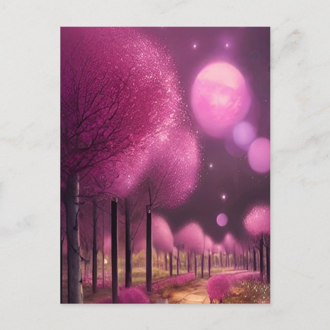 Dreamy Pink Nightscape Postkarte (Vorderseite)