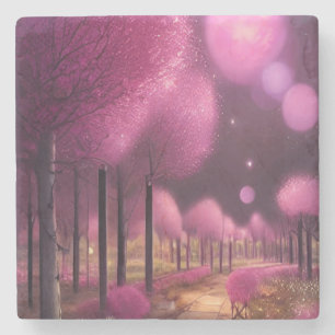 Dreamy Pink Nightscape Steinuntersetzer