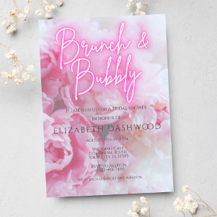 Dreamy Pink Peonies Floral Brautparty Brunch Einladung