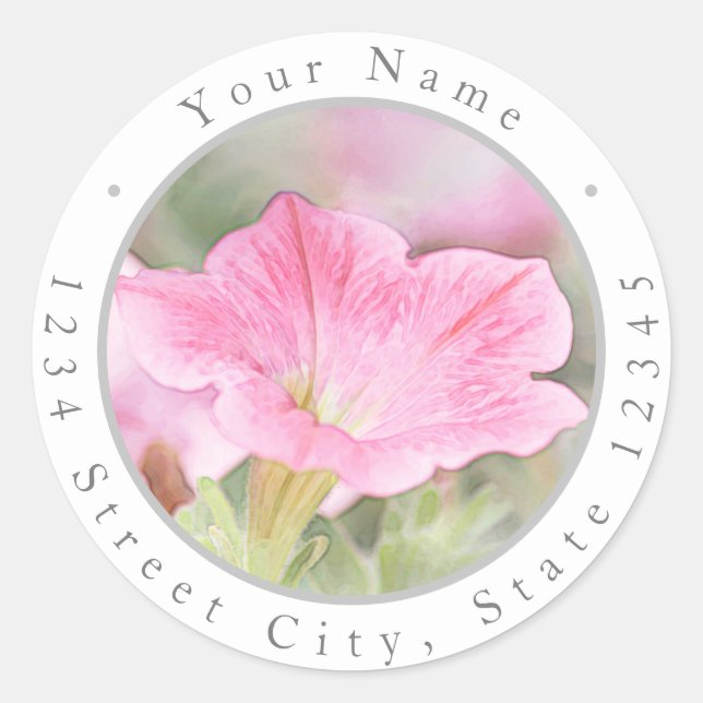Dreamy Pink Petunias Labels Runder Aufkleber (Vorderseite)