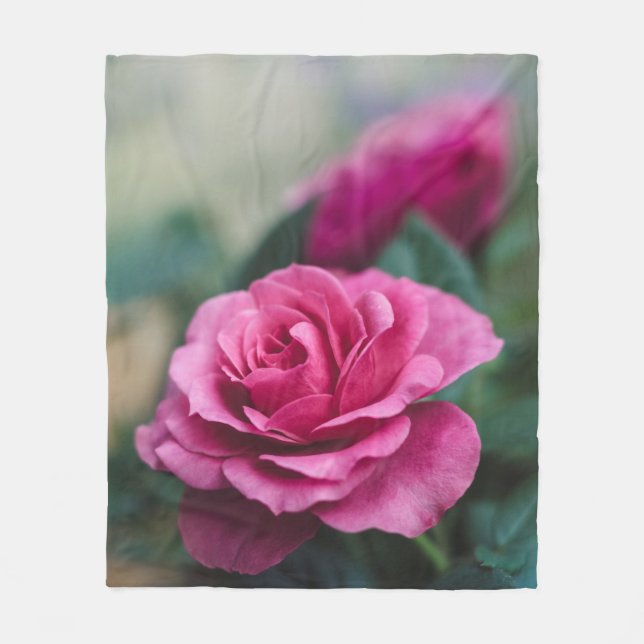 Dreamy Pink Rose Fleecedecke (Vorderseite)