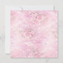 Dreamy Pink Rose Floral Pearls Bows Sparkle Pastel