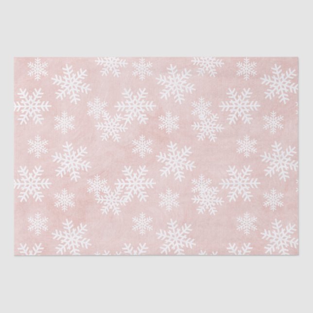 Dreamy Pink Snowflake Pattern Weihnachten Seidenpapier (Vorderseite)
