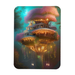 Dreamy Pink Treehouse Digitale Kunst Magnet