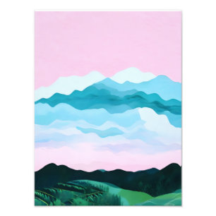 Dreamy Pink und Blue Mountains Fotodruck