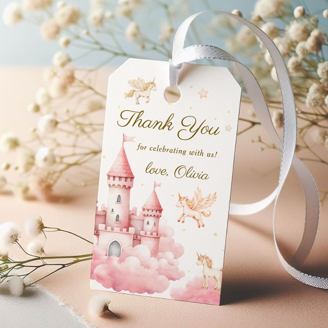 Dreamy Pink Unicorn Birthday Princess Party Geschenkanhänger (Von Creator hochgeladen)