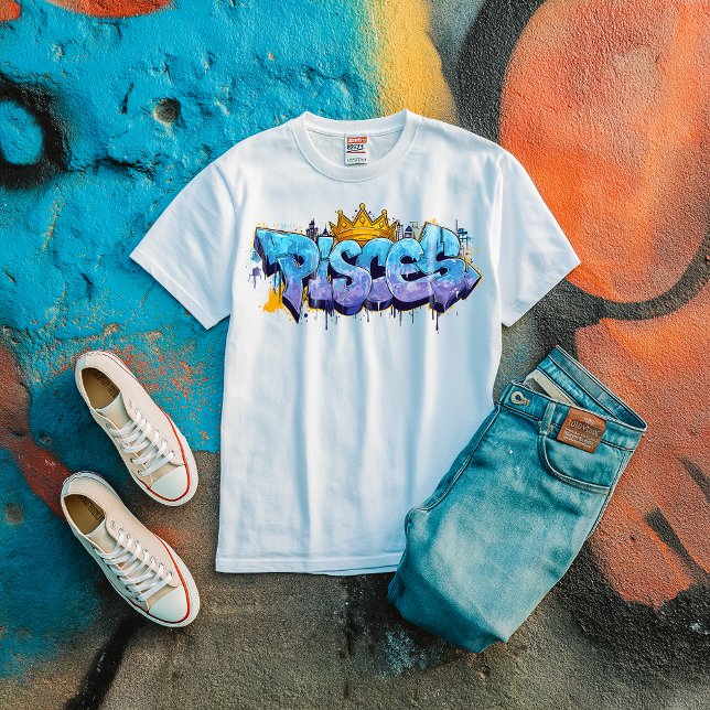 Dreamy Pisces Zodiac Graffiti Airbrush mit Crown Tri-Blend Shirt (PISCES ZODIAC SIGN)