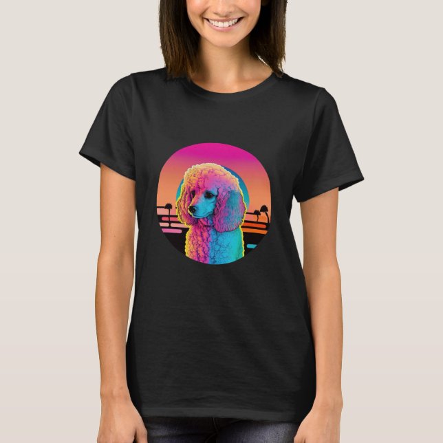 Dreamy Poodle Synthwave Nights T-Shirt (Vorderseite)