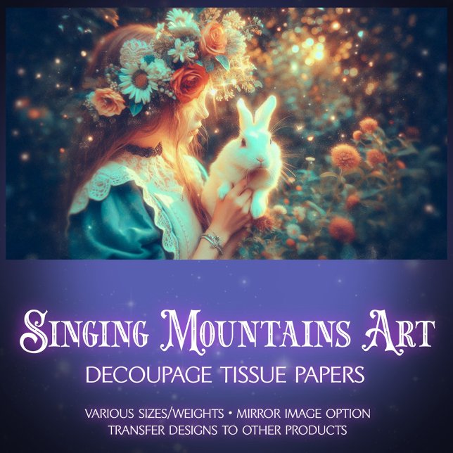 Dreamy Portrait Alice and White Rabbit Decoupage Seidenpapier (Von Creator hochgeladen)