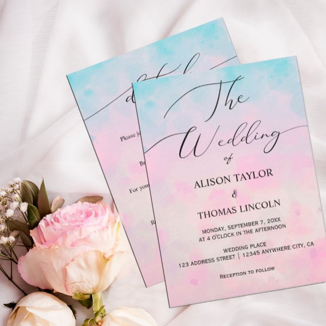 Dreamy Rainbow Unicorn Aquarell Einladung (This bridal shower invitation features an arrangement of watercolor dreamy rainbow unicorns.  )