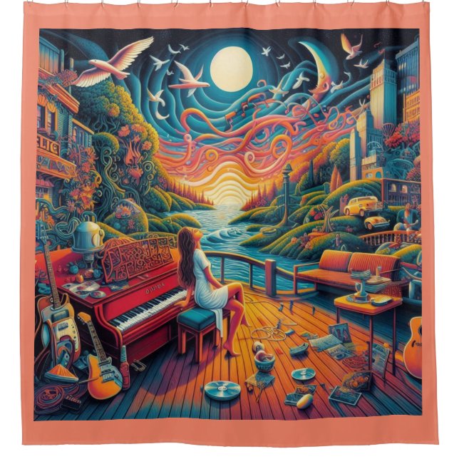 Dreamy Riverfront Harmonie Duschvorhang (Vorderseite)