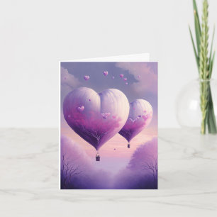 Dreamy Romantic Herz-Shaped Hot Air Ballon Karte