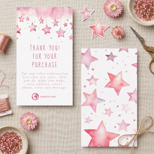 Dreamy rosa Sterne Vielen Dank Begleitkarte (Dreamy pink stars thank you enclosure card)