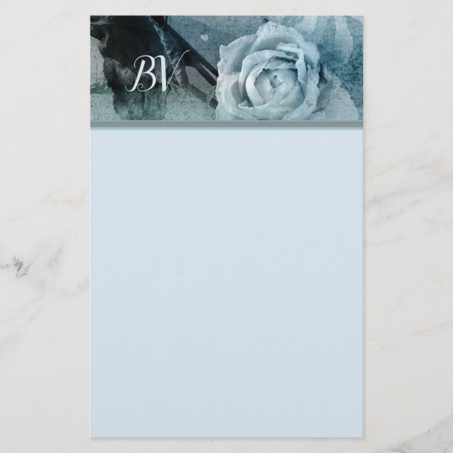 Dreamy Rose Blue Stationery Briefpapier (Vorderseite)