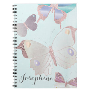 Dreamy Rose Gold Blue Pink Schmetterlinge Notizblock