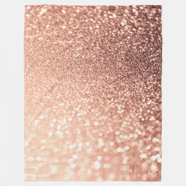 Dreamy Rose Gold Glitzer - Peach Glittereffect Fleecedecke (Vorderseite)