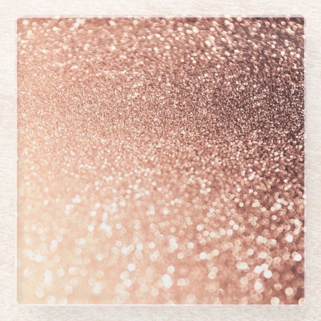Dreamy Rose Gold Glitzer - Peach Glittereffect Glasuntersetzer (Vorderseite)