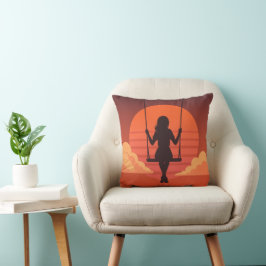 Dreamy Silhouette Girl - Moody Aesthetic Art Kissen