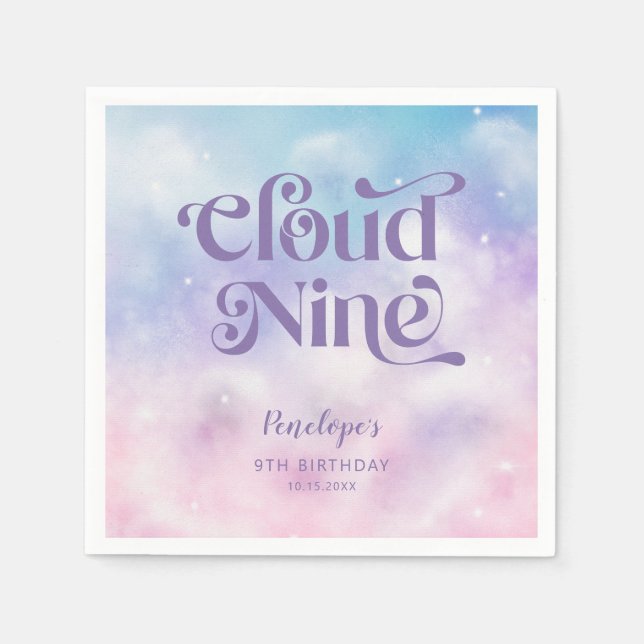 Dreamy Sky Cloud Nine Birthday Party Serviette (Vorderseite)