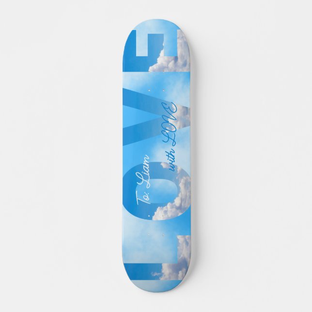 Dreamy Sky LOVE Typography Romantic Skateboard (Vorne)
