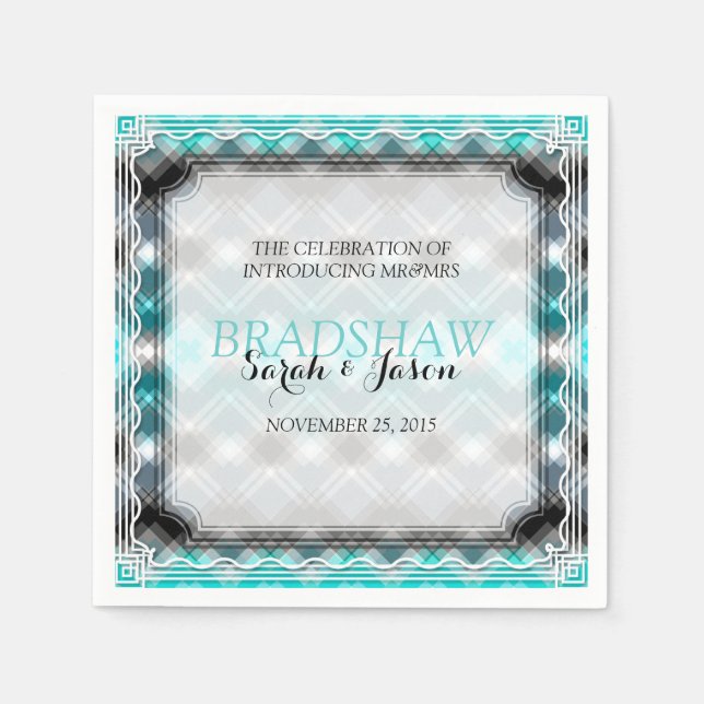 Dreamy Sparkle Aqua Blue Wedding Paper Napkins Serviette (Vorderseite)