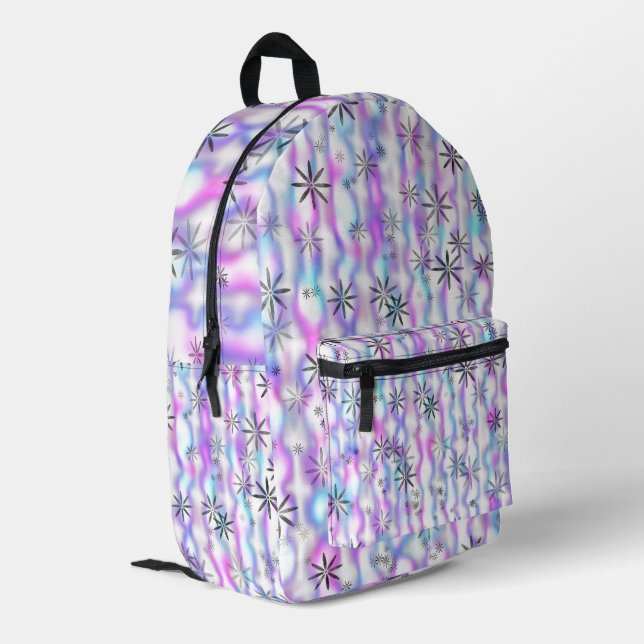 Dreamy Starburst Waves Pattern Bedruckter Rucksack (Rückseitige Ecke links)