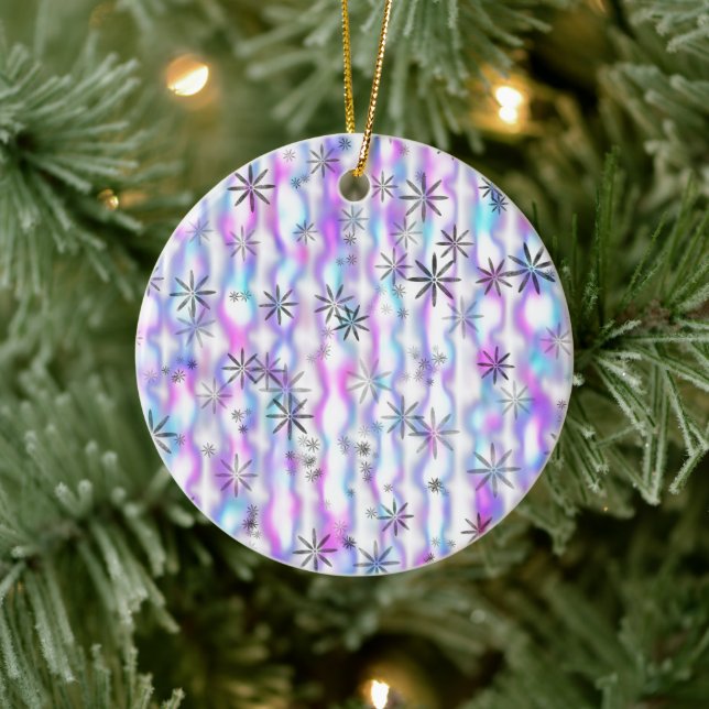 Dreamy Starburst Waves Pattern Keramik Ornament (Baum)
